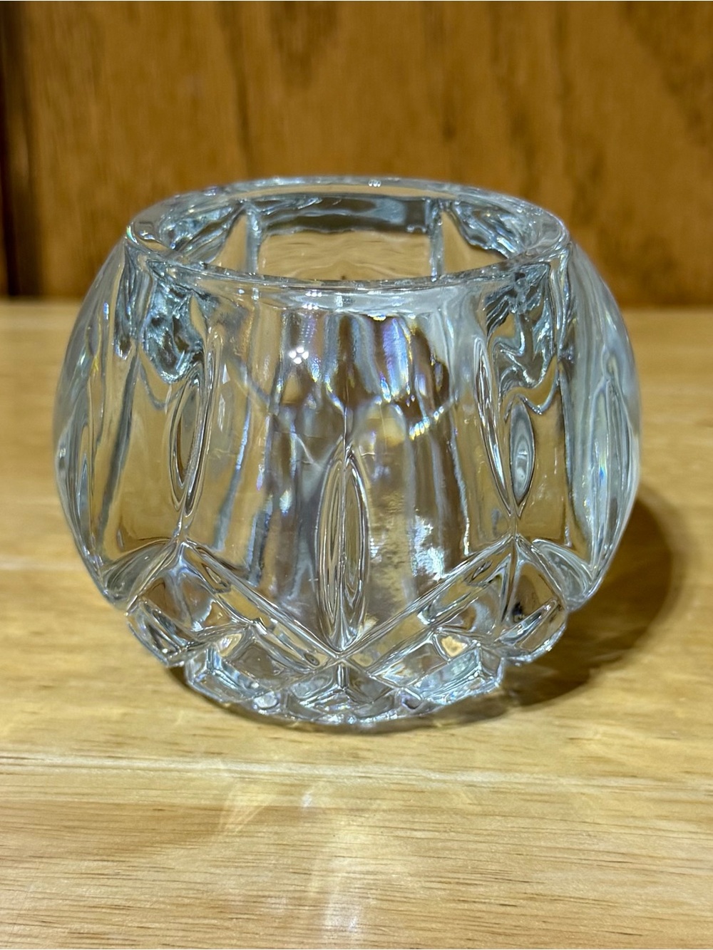 Vintage HOMCO Crystal Glass Votive Candle Holder Round Retro Made In USA 3”